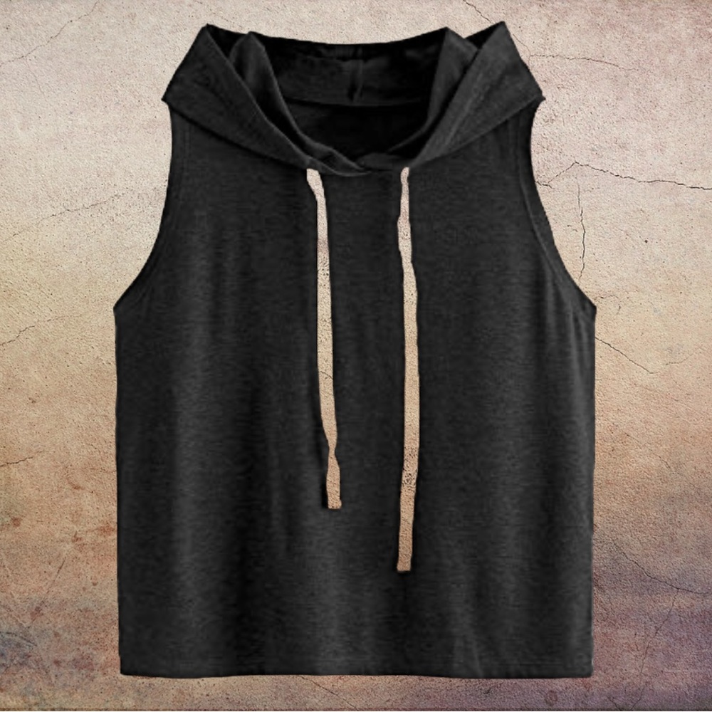 Sweaty Rocks (I am not making that up), hooded, sleeveless tee shirt, Sz L